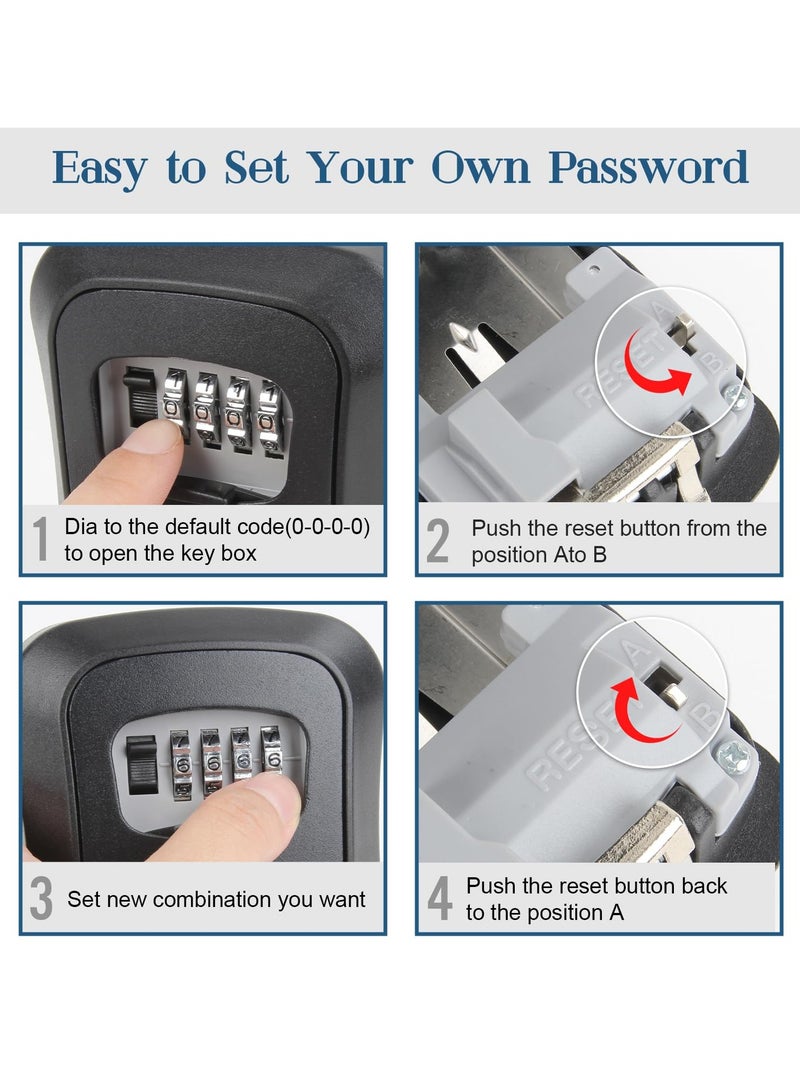 SYOSI Wall Mounted Waterproof Key Storage Lock Box for Home Office Warehouse Black 4.6x4x1.4 inch - Image 4