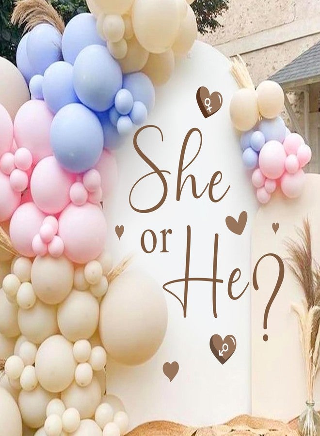 HATARU Gender Reveal Party Decals He or She What Will Baby Be Decorations for Balloon Arch Babies Gender Signs Oh Baby Shower Sign Backdrop Decal Girl or Boy Party Supplies Vinyl Sticker for Pregnacy Banner - Image 1