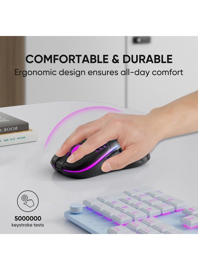 MELOGAGA Wireless Gaming Mouse Honeycomb 2.4G USB Cordless Mouse RGB Rechargeable PC Game Mice with 7-Color LED Lights，3 Adjustable DPI for Windows Laptop Desktop Computers -Black - Image 5
