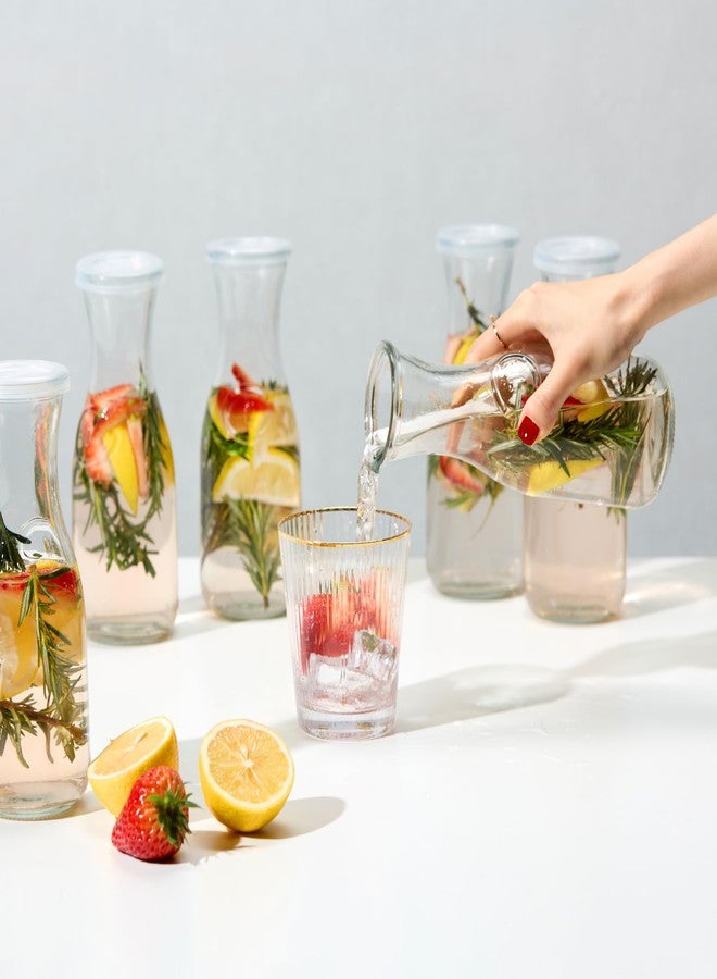 كووك أباريق زجاجية من كوك، مجموعة من 6 أباريق صغيرة، موزعات مشروبات، أباريق شفافة للميموزا والماء والنبيذ والحليب والعصير، مع أغطية بلاستيكية، آمنة للغسل في غسالة الأطباق، سعة 17.3 أونصة. - Image 2