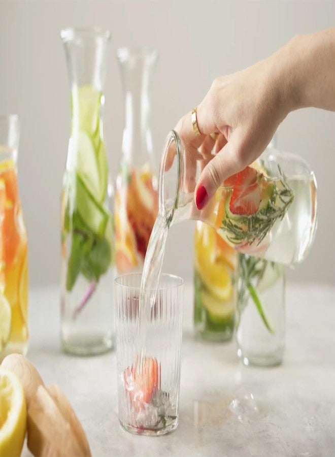 كووك أباريق زجاجية من كوك، مجموعة من 6 أباريق صغيرة، موزعات مشروبات، أباريق شفافة للميموزا والماء والنبيذ والحليب والعصير، مع أغطية بلاستيكية، آمنة للغسل في غسالة الأطباق، سعة 17.3 أونصة. - Image 3