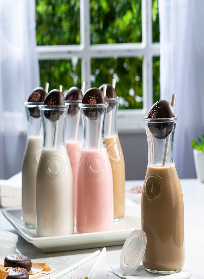 كووك أباريق زجاجية من كوك، مجموعة من 6 أباريق صغيرة، موزعات مشروبات، أباريق شفافة للميموزا والماء والنبيذ والحليب والعصير، مع أغطية بلاستيكية، آمنة للغسل في غسالة الأطباق، سعة 17.3 أونصة. - Image 5