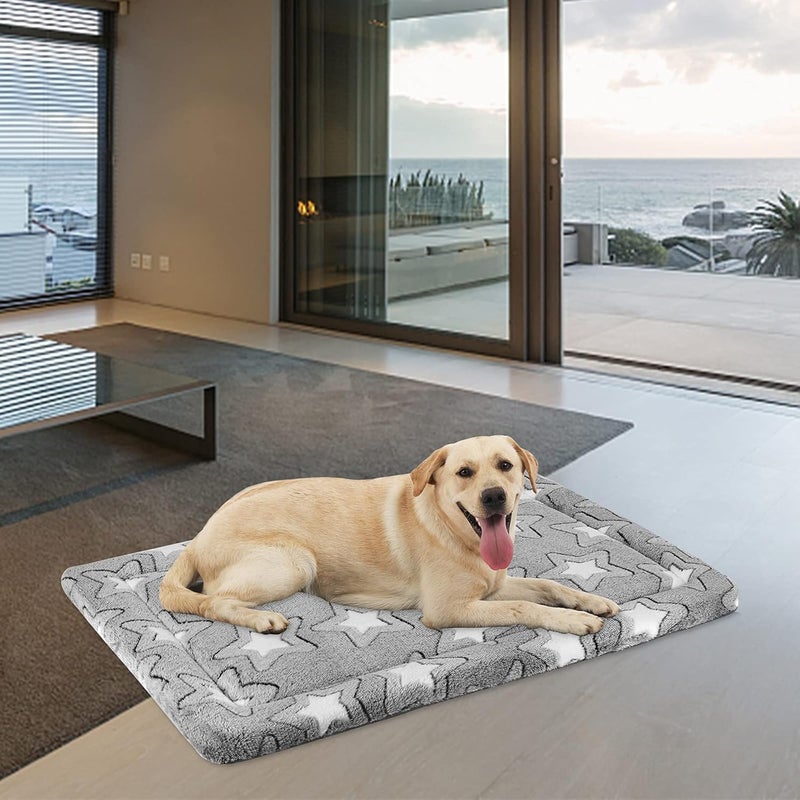 EMPSIGN Dog Crate Pad - Reversible Kennel Mat (Cool & Warm), Machine Washable, Cozy Star Pattern Sleeping Pad for Small Medium Large Dogs, All-Season Pet Bed, Suitable for 42"x28" Dog Crate, Grey - Image 4