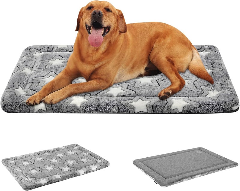 EMPSIGN Dog Crate Pad - Reversible Kennel Mat (Cool & Warm), Machine Washable, Cozy Star Pattern Sleeping Pad for Small Medium Large Dogs, All-Season Pet Bed, Suitable for 42"x28" Dog Crate, Grey - Image 1