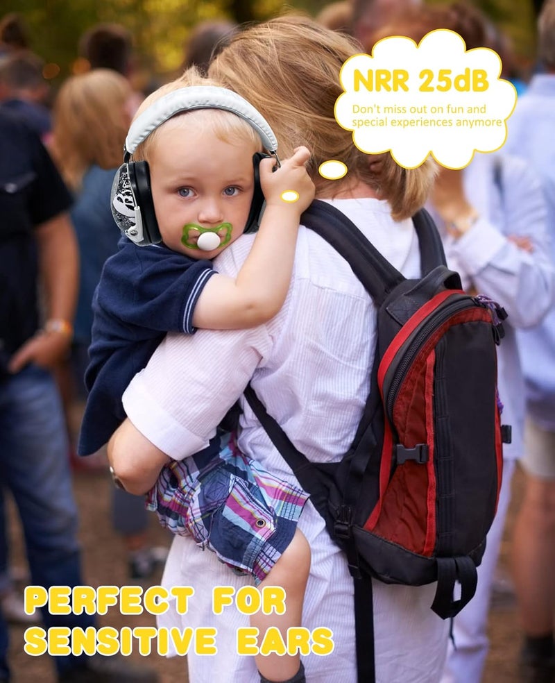 PROHEAR 032 Kids Ear Protection Safety Ear Muffs, NRR 25dB Noise Reduction Childrens Earmuffs, Adjustable Headband Hearing Protectors for Concerts, Racing, Airports - Skull Pattern - Image 4