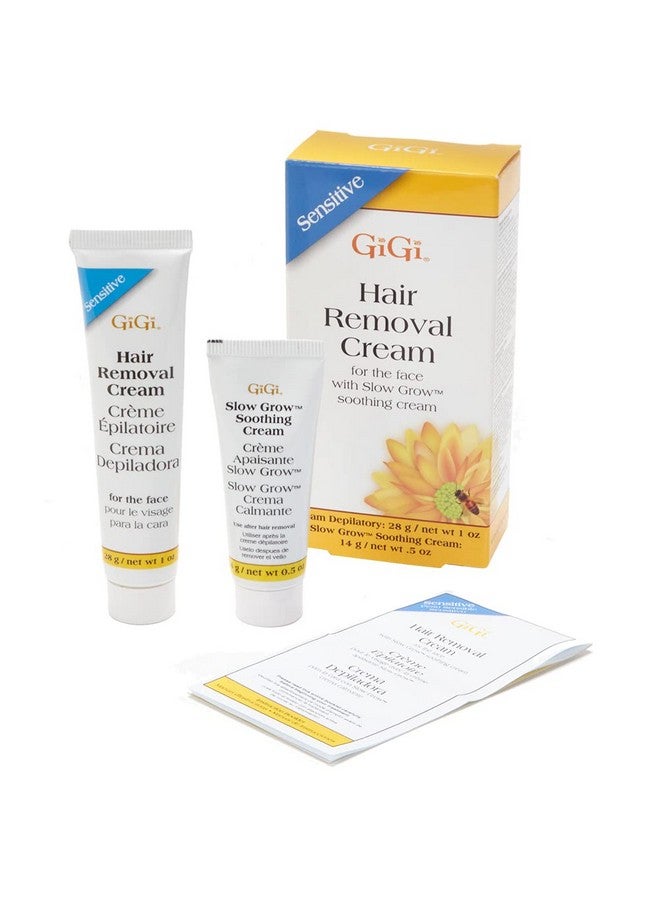 جيجي كريم إزالة الشعر للوجه - 1 أونصة، وكريم مهدئ بطيء النمو - 0.5 أونصة، مجموعة إزالة الشعر للبشرة الحساسة، عبوة واحدة - Image 1
