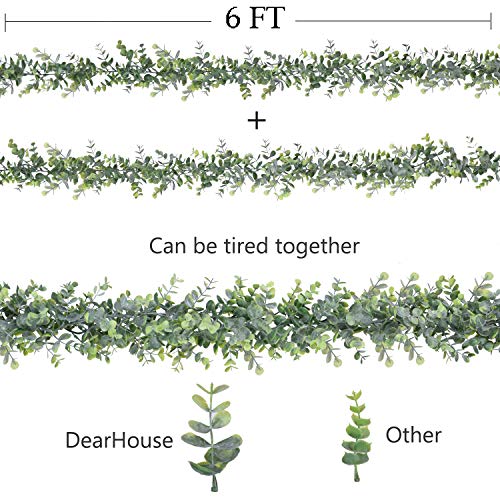 DearHouse 6 Pack Faux Eucalyptus Garland Plant, Artificial Vines Hanging Eucalyptus Leaves Greenery Garland for Wedding Backdrop Arch Wall Decor, 5.9 Feet/pcs UV Protected Indoor Outdoor - Image 3