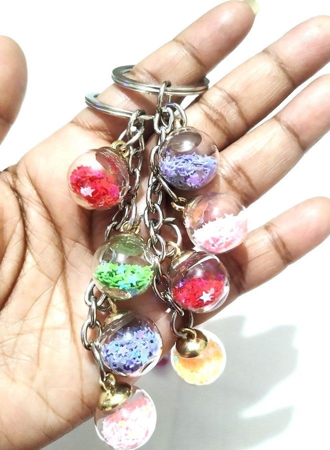 Drifting Ball type 4 Bottle keychain keyring for kids children boys girls car bike home keys Colorized glitter Shining Keychain Glass Colorful Wishing keychain 1 Piece - Image 1