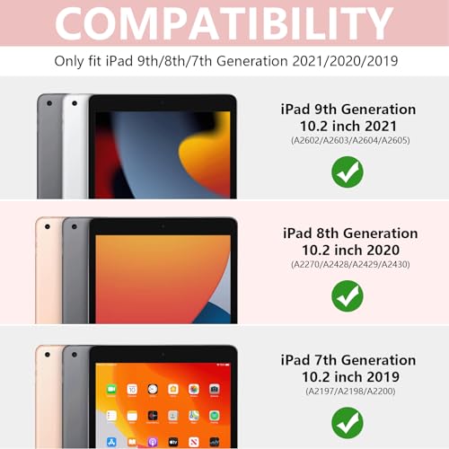 KBCASE Touchpad Keyboard Case for iPad 9th/8th/7th 10.2 inch, Backlit Trackpad Keyboard, 360°Rotatable Case with Pencil Holder for iPad 9th/8th/7th Gen (Rose Gold) - Image 2