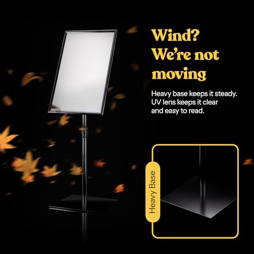 T-SIGN Adjustable Heavy Duty Pedestal Sign Holder Poster Stand, 11x17 Inch Vertical & Horizontal Sign Stand Displayed Poster Holder - Metal Base Square Sign Stands for Display, Outdoor Sign - Image 4
