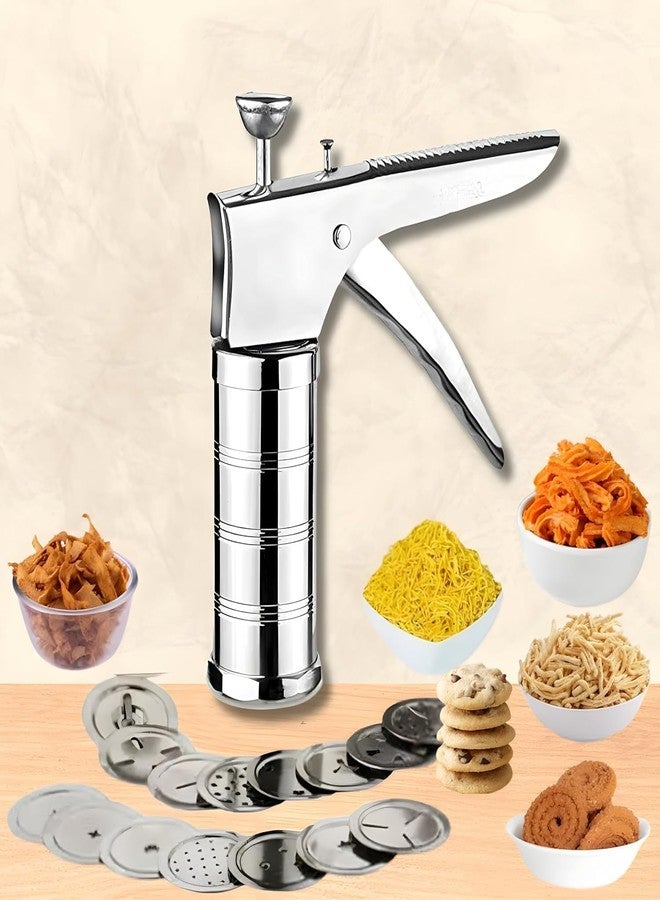 COZY CORNER Stainless Steel 15-in-1 Kitchen Press Sev Sancha with 15 Jali Discs – Murukku, Chakli, Sev, Bhujia, Gathiya & Idiyappam Maker | Noodles & Cookie Press | Heavy Duty Snack Maker - Image 1