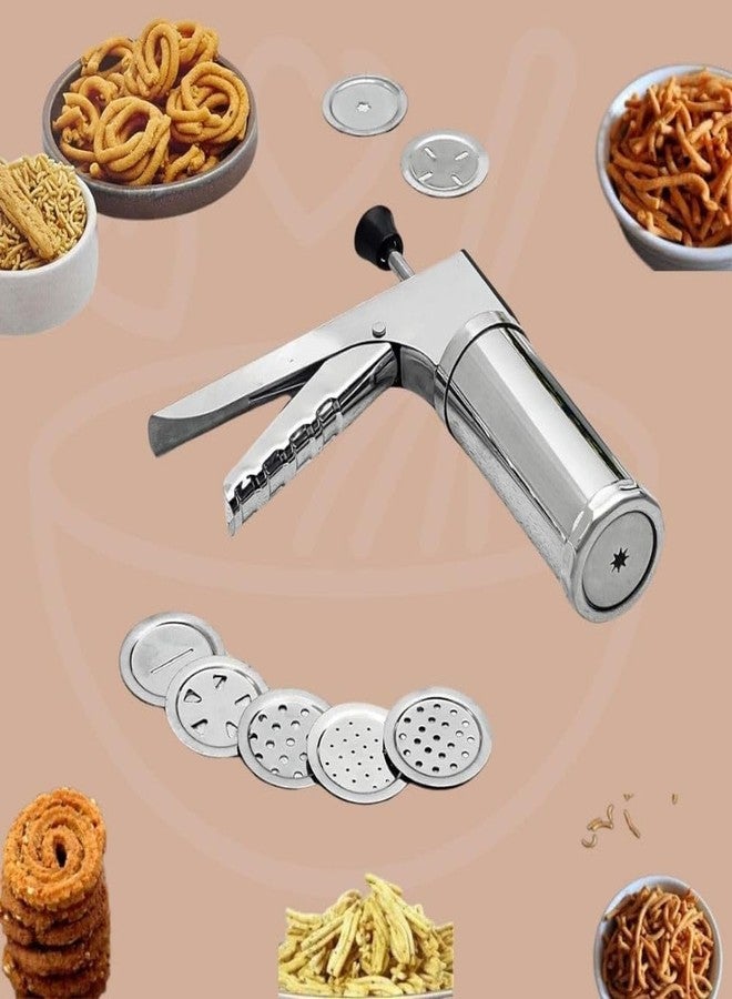 COZY CORNER Stainless Steel 15-in-1 Kitchen Press Sev Sancha with 15 Jali Discs – Murukku, Chakli, Sev, Bhujia, Gathiya & Idiyappam Maker | Noodles & Cookie Press | Heavy Duty Snack Maker - Image 3
