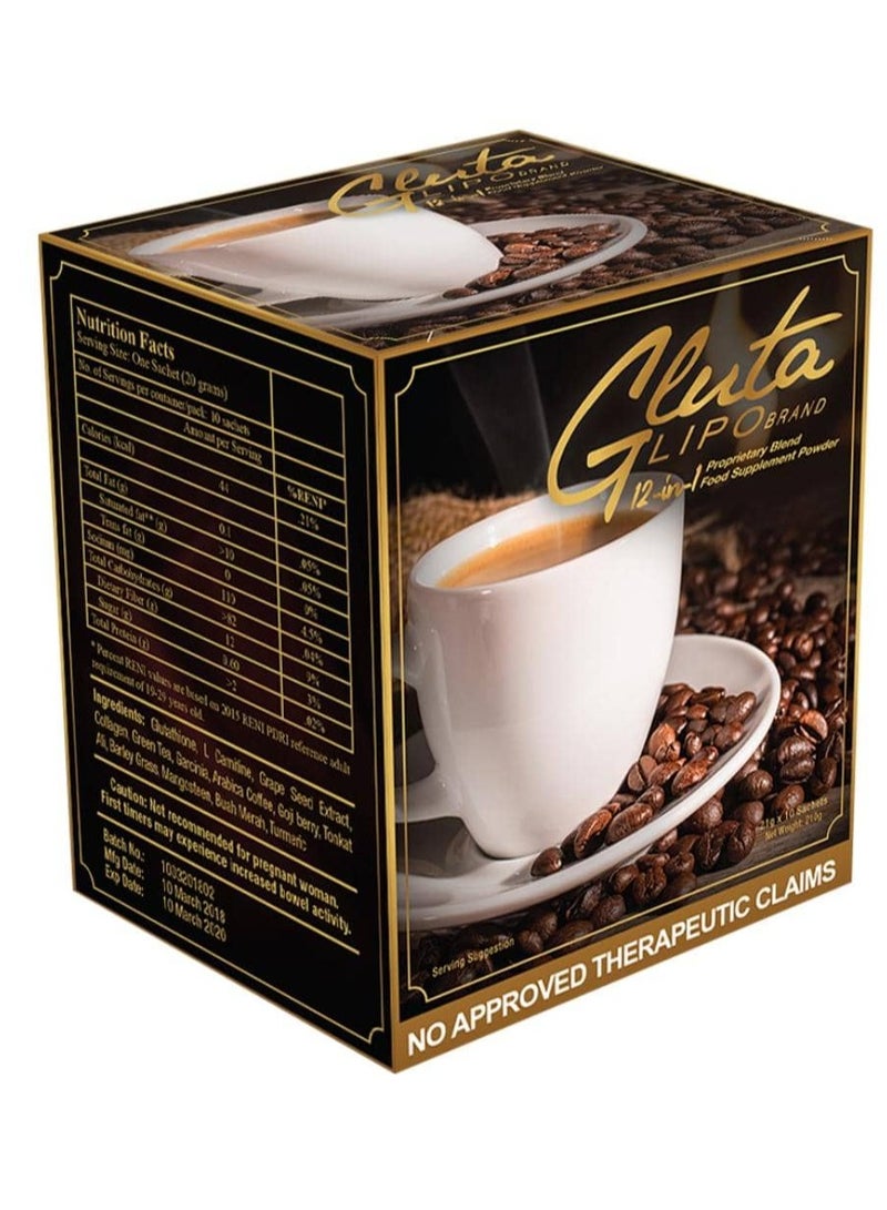 Glutalipo  Coffee for slimming and detoxing contains 10 sachets