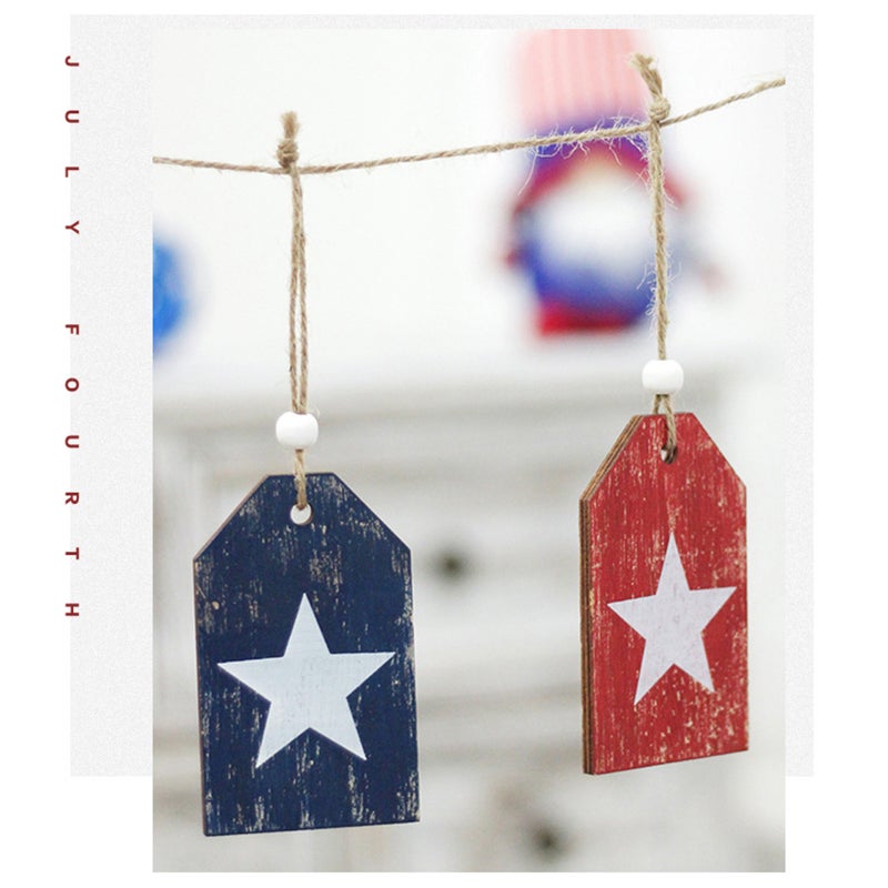 4PCS Patriotic Wood Ornaments 4th of July Wooden Hanging Pedant Set Patriotic Themed Hanging Tags Decoration for Party Home Wall Tree Hanging Decor - Image 4