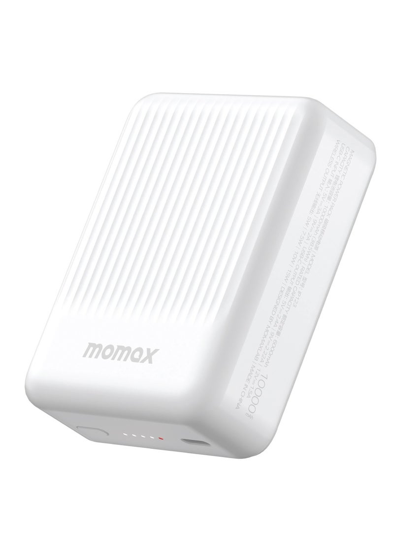 Momax - Momax Q.Mag Minimal 10000mAh MagSafe Power Bank PD Fast Charging and Wireless Charging 15W - White - Image 1