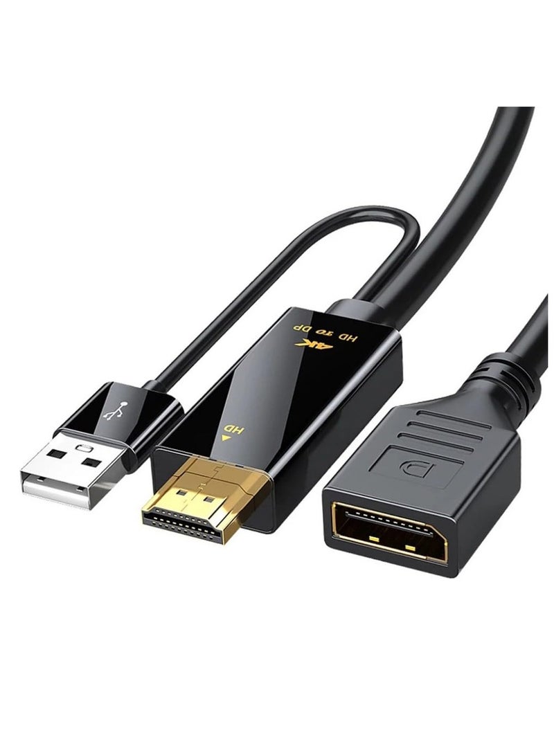 SYOSI 2 in 1 HDMI to Displayport Mini DP Replacement Cable Converter, Adaptor with USB male to female, Compatible Computer Host Graphics Card HDMI External DP Monitor TV Projector Adapter 4K60HZ - Image 1