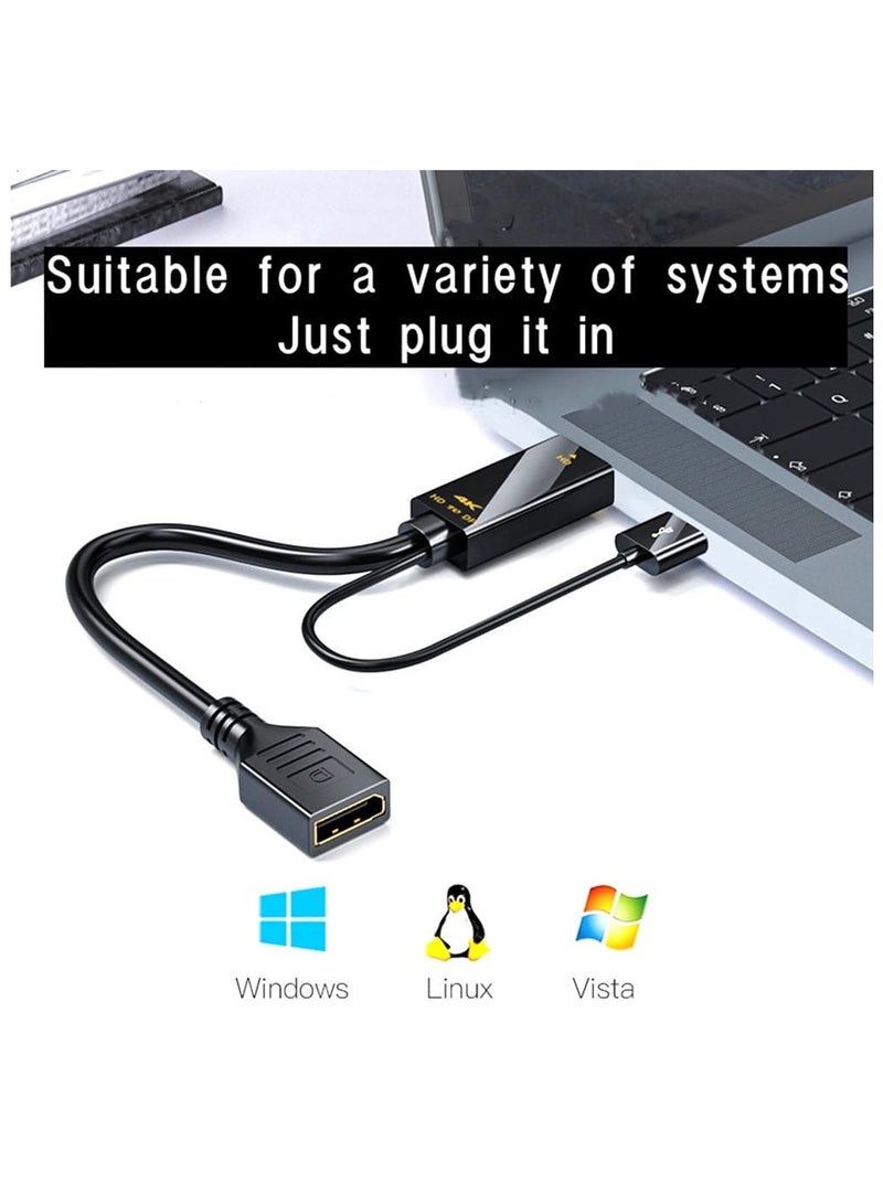 SYOSI 2 in 1 HDMI to Displayport Mini DP Replacement Cable Converter, Adaptor with USB male to female, Compatible Computer Host Graphics Card HDMI External DP Monitor TV Projector Adapter 4K60HZ - Image 4