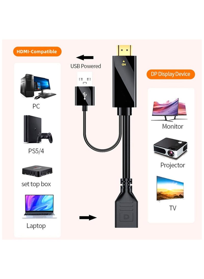 SYOSI 2 in 1 HDMI to Displayport Mini DP Replacement Cable Converter, Adaptor with USB male to female, Compatible Computer Host Graphics Card HDMI External DP Monitor TV Projector Adapter 4K60HZ - Image 5