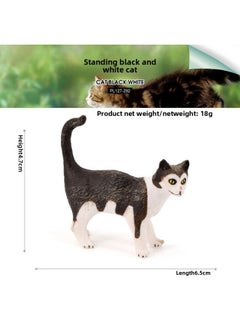 Children's Simulation Animal Model Pet Cat Black And White Cat Persian Cat Siamese Cat Yin And Yang Eye Cat Cognitive Toy Ornaments-Color:PL127-292 Standing Black And White Cat