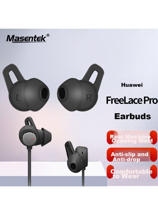 Masentek Es22 متوافق مع سماعات Huawei Freelace Pro Bluetooth، أطراف الأذن والسماعات، إكسسوارات استبدال السيليكون الناعم من Huawei، مضاد للانزلاق والسقوط أثناء الرياضة، حجم صغير أسود، زوج واحد - Image 1