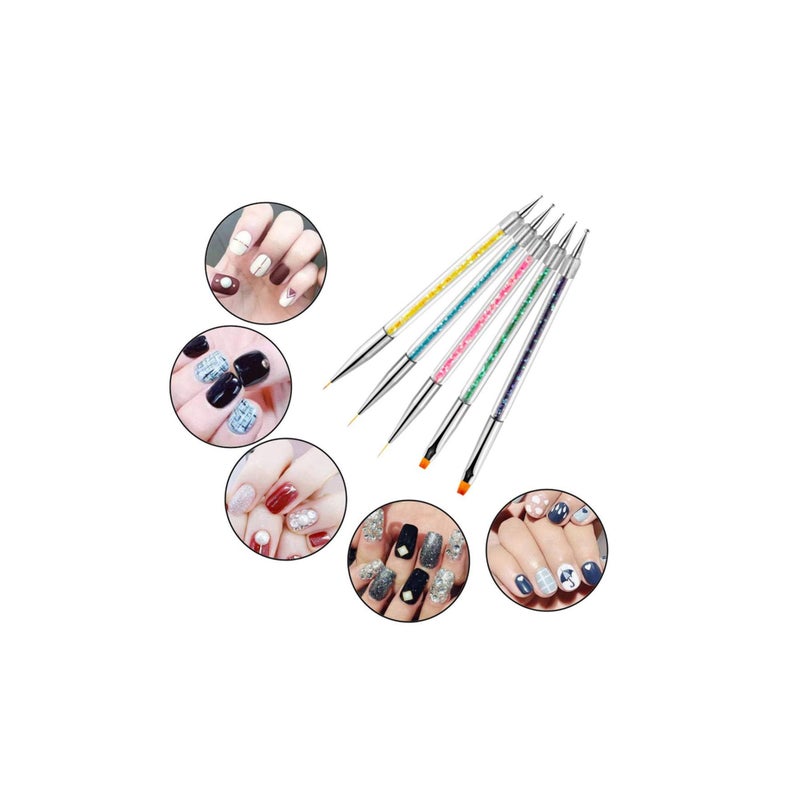 SOLARAE Nail Art Brushes, Double Ended Brush & Dotting Tool Kit, Including Nail Liner Brush and Nail Dotting Pens for Nail Art Nail Salon 5Pcs - Image 5