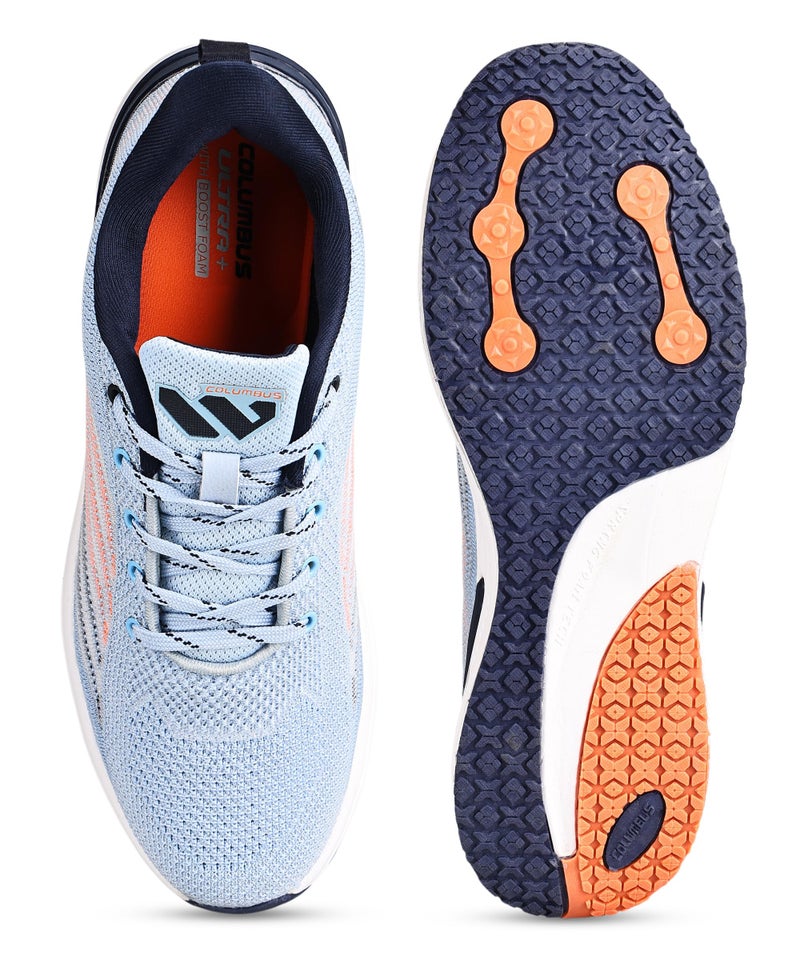 Columbus Pacer Sports Shoe - Running Shoe| Walking Shoe| Training & Gym Shoe| Outdoors Shoe for Men's, (Sky Blue & Fluorescent Orange), UK6 - Image 5