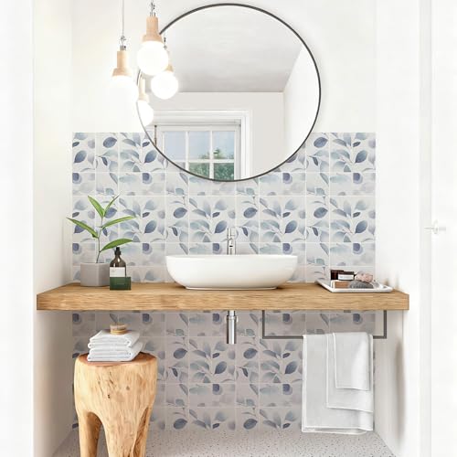 SVNOOC Peel & Stick Tile Stickers Waterproof Self-Adhesive Backsplash Stickers for Kitchen Bathroom Decor 10 Pack 11.8''x11.8'' (Gray-Blue) - Image 4