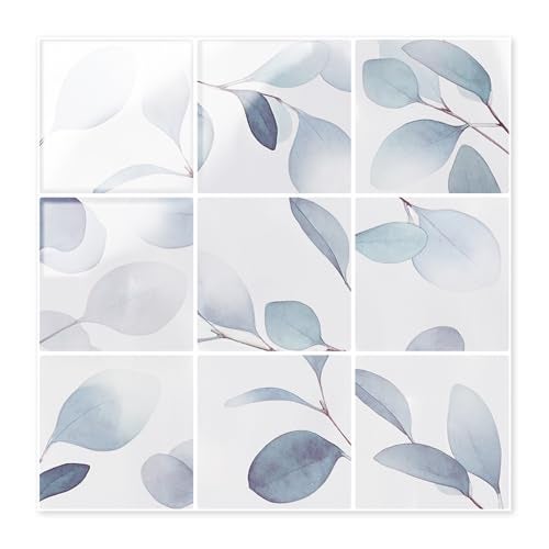 SVNOOC Peel & Stick Tile Stickers Waterproof Self-Adhesive Backsplash Stickers for Kitchen Bathroom Decor 10 Pack 11.8''x11.8'' (Gray-Blue) - Image 1
