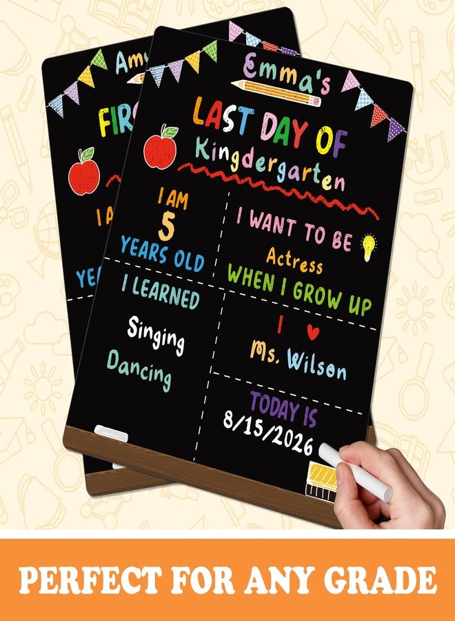 Chunful First and Last Day of School Chalkboard Sign Board Wooden Pencil 10" x 12" Reusable Double Sided Apple Chalk Board for Preschool Kindergarten - Image 5