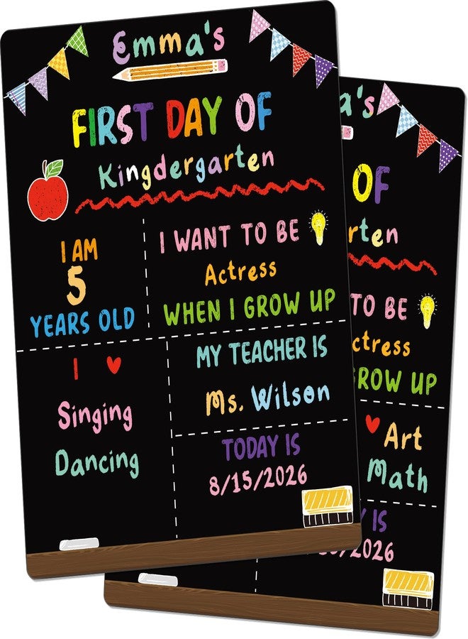 Chunful First and Last Day of School Chalkboard Sign Board Wooden Pencil 10" x 12" Reusable Double Sided Apple Chalk Board for Preschool Kindergarten - Image 1
