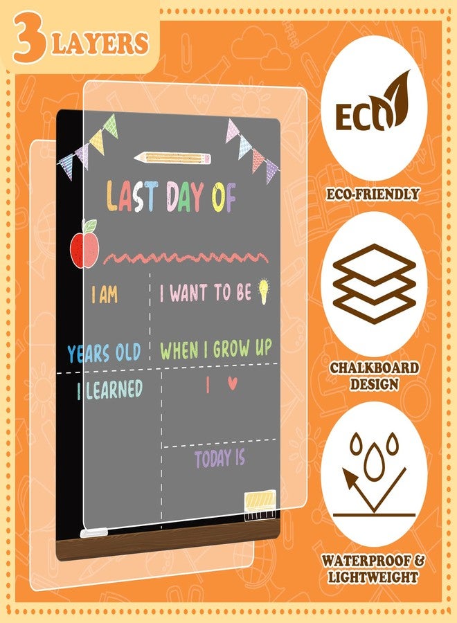 Chunful First and Last Day of School Chalkboard Sign Board Wooden Pencil 10" x 12" Reusable Double Sided Apple Chalk Board for Preschool Kindergarten - Image 3