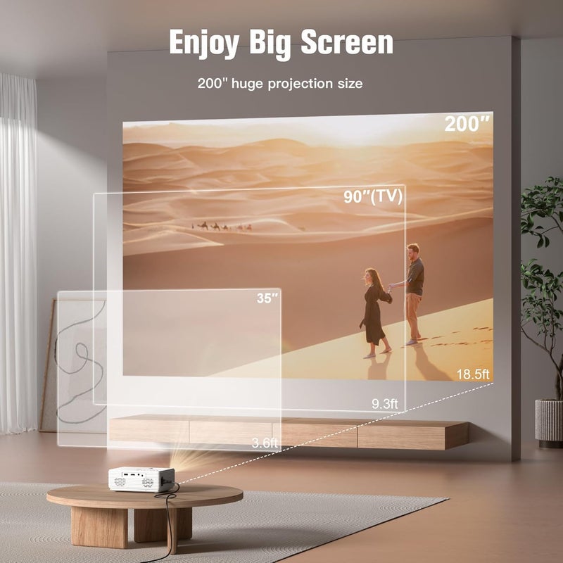 AuKing Projector, 2025 Upgraded Mini Projector, Full HD 1080P Home Theater Video Projector, Compatible with HDMI/USB/AV/Smartphone/TV Box/Laptop - Image 3