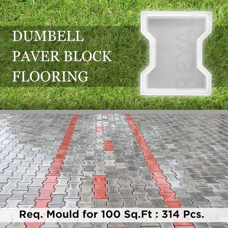 Reyal DUMBELL Paver Block Mould Pack of 3 PLASTIC Make in India PP Mould Outdoor Paving Stone Maker - Image 5