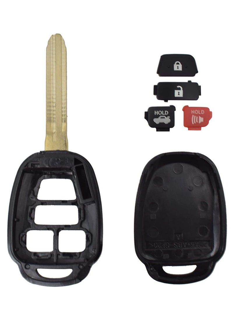 4 Buttons Replacement Remote Key Shell Fob Case for Toyota Corolla, Sequoia, Tundra, Yaris, Camry, Highlander, Prius, RAV4, Sequoia, Tacoma, Vios with Uncut Blade