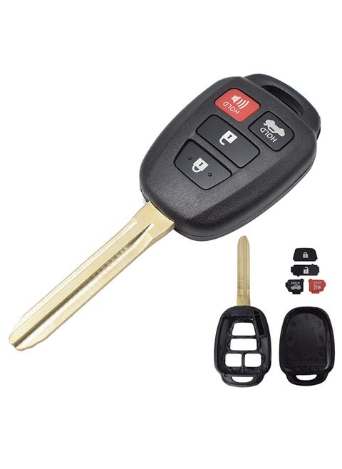 4 Buttons Replacement Remote Key Shell Fob Case for Toyota Corolla, Sequoia, Tundra, Yaris, Camry, Highlander, Prius, RAV4, Sequoia, Tacoma, Vios with Uncut Blade