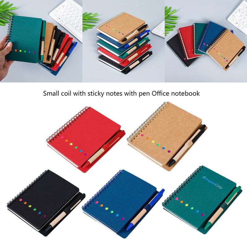 Black 3Pcs Lined Notebook with Sticky Notes Pen Holder and Page Markers for School Office Pocket - Image 3