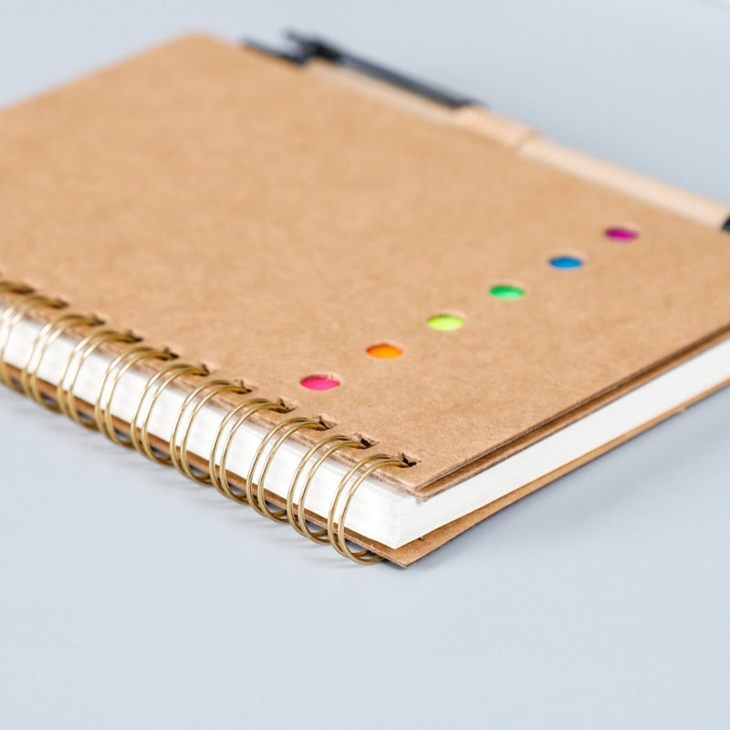 Black 3Pcs Lined Notebook with Sticky Notes Pen Holder and Page Markers for School Office Pocket - Image 4