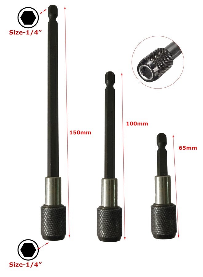 Inditrust 1/4 inch Hexagonal Handle quick release Self Locking Extension Rod 3pcs set size- 65mm, 100m and 150mm - Image 2