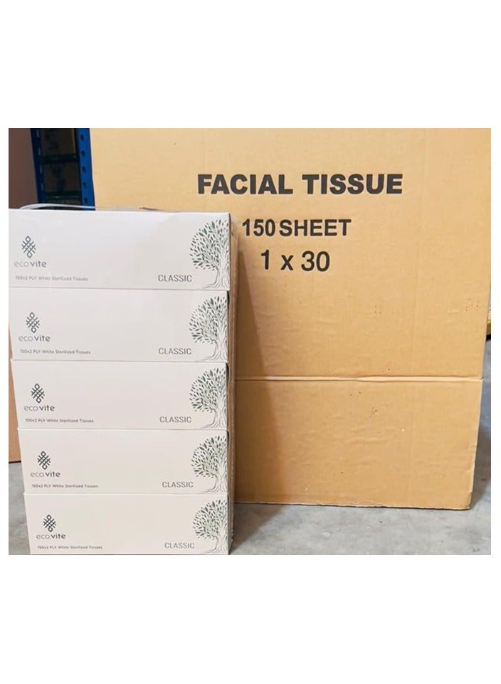 eco vite EcoVite Classic Facial Tissue - 150 Sheets x 30 Boxes (Bulk Pack) - Image 1