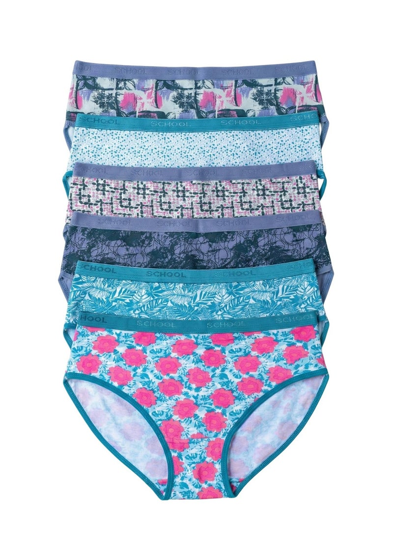 سكول باك يحتوي علي 6 قطع اندروير بانتي بريف مطبوع قطن حريمي - Image 1