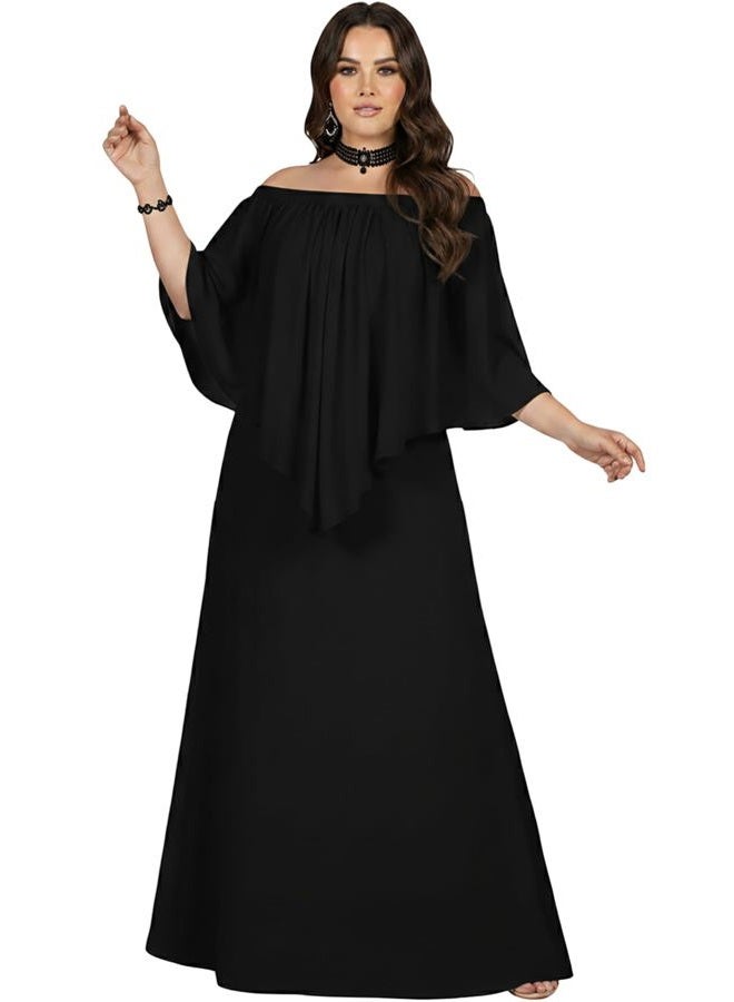 KOH KOH Womens Strapless Shoulderless Flattering Cocktail Gown Maxi Dress, Black, L - Image 1
