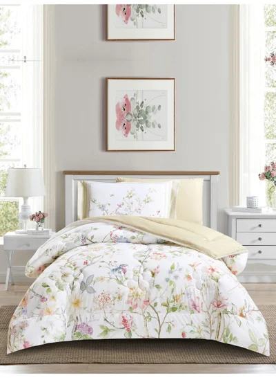 Donetella Bedding Comforter Set, twin Size Fits 120x200 cm - 4-Pcs Digital Print Quilted Bed Set, Microfiber Fabric - 1 Comforter, 1 Fitted Sheet, 1 Pillow Shams, 1 Pillowcases.
