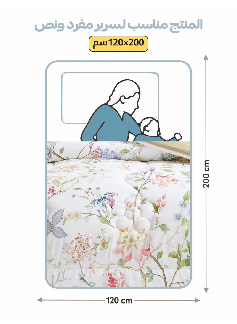 Donetella Bedding Comforter Set, twin Size Fits 120x200 cm - 4-Pcs Digital Print Quilted Bed Set, Microfiber Fabric - 1 Comforter, 1 Fitted Sheet, 1 Pillow Shams, 1 Pillowcases.