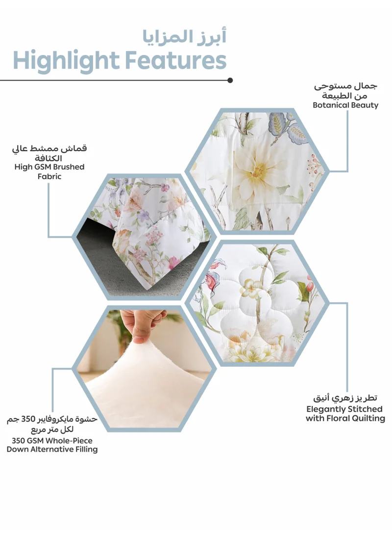 Donetella Bedding Comforter Set, twin Size Fits 120x200 cm - 4-Pcs Digital Print Quilted Bed Set, Microfiber Fabric - 1 Comforter, 1 Fitted Sheet, 1 Pillow Shams, 1 Pillowcases.