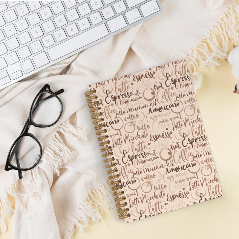 QLMX Coffee Themed Spiral Notebook, Coffee Gifts for Women, Coffee Tasting Journal Notebook, Coffee Notebooks for School Work, Coffee Lover Office Supplies Gifts for Women Men, 5.5x8.3 Inch - Image 2