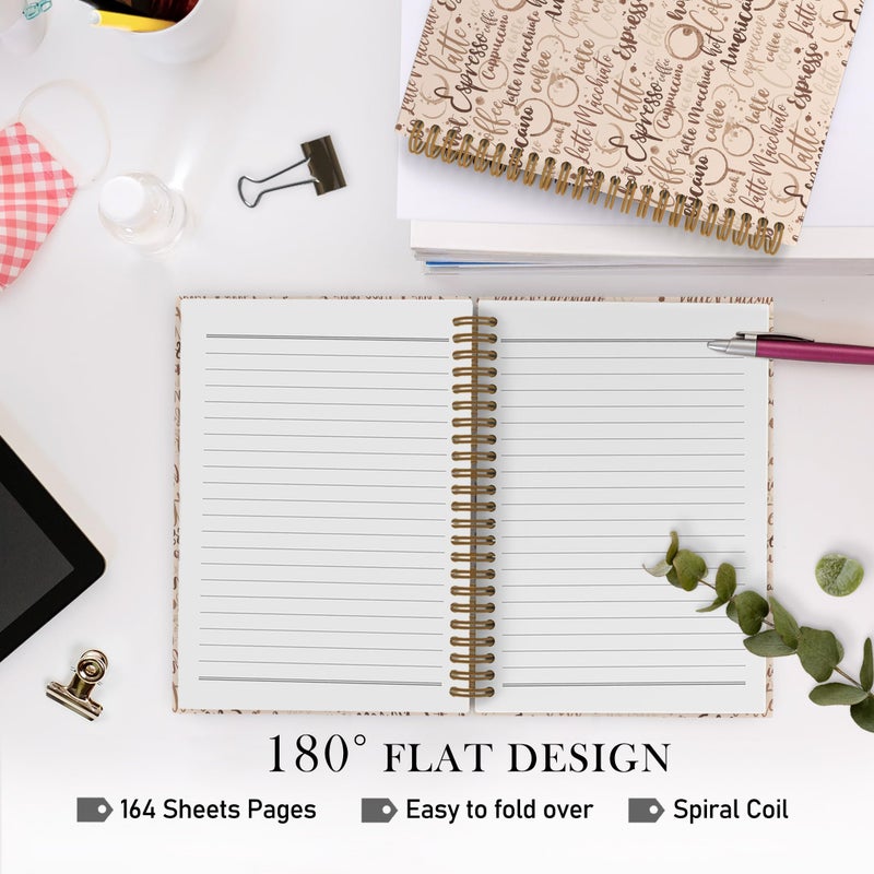 QLMX Coffee Themed Spiral Notebook, Coffee Gifts for Women, Coffee Tasting Journal Notebook, Coffee Notebooks for School Work, Coffee Lover Office Supplies Gifts for Women Men, 5.5x8.3 Inch - Image 5