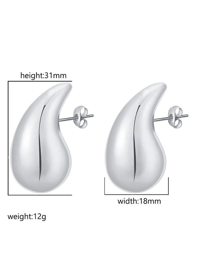Muyixin أقراط متدلية سميكة، أقراط دائرية ذهبية سميكة للنساء والفتيات، أقراط ذهبية خفيفة الوزن على شكل دمعة عيار 18 قيراطًا، هدية مجوهرات عصرية - Image 4