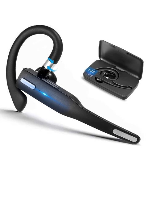 Bluetooth Headset Handsfree Wireless Bluetooth Earpiece for Mobile Phone V51 Headset with Microphone Noise Cancelling 10H Talking Time Bluetooth Headphone Earphone Headphones  Charging Case