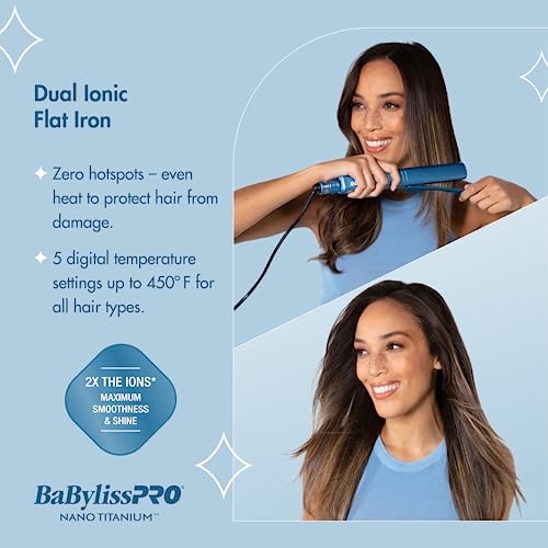 BaBylissPRO مكواة فرد الشعر بايبيليس برو نانو تيتانيوم أيوني، 1 1/4" مكواة فرد الشعر للشعر الناعم، اللامع، الخالي من التجعد وجميع أنواع الشعر - Image 3