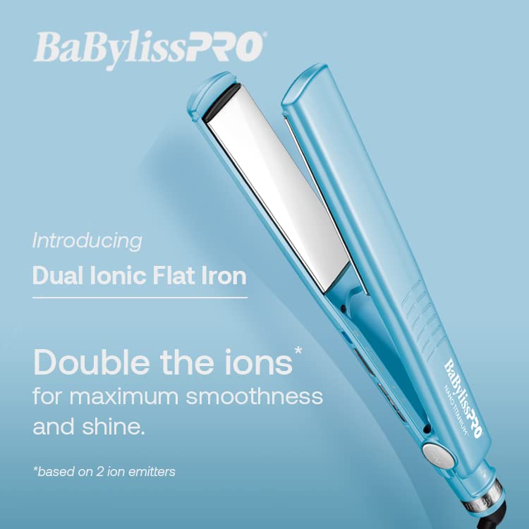 BaBylissPRO مكواة فرد الشعر بايبيليس برو نانو تيتانيوم أيوني، 1 1/4" مكواة فرد الشعر للشعر الناعم، اللامع، الخالي من التجعد وجميع أنواع الشعر - Image 2